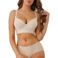 thumbnail image 5 of INSPIRE CHIC Women's Deep V-Neck Adjustable Straps Underwire Bra Push-Up Plus Size Underwear 36B Beige, 5 of 5