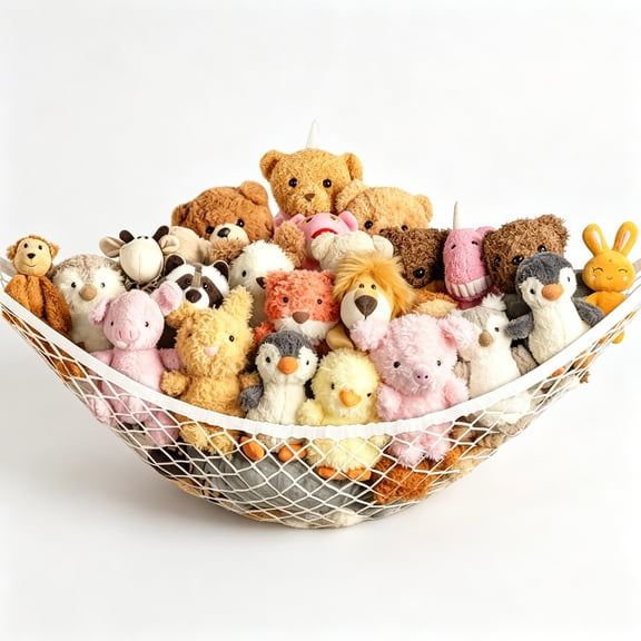 XIBUFE Stuffed Animal Storage Hammock Net Corner Large Toy Hammock Net for Stuffed Animals Room Decor Cute Stuff Animal Organizer Holder for Kids Baby Nursery Wall Bedroom Home Decor