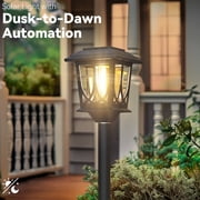 2 pack Outdoor Solar Post Lights, 40 Dusk to Dawn Solar Lamp Posts, Waterproof Floor Lamps for Yard, Garden, Patio, Warm White