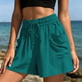 thumbnail image 3 of Bloomae Womens Elastic Waist Wide Leg Shorts Lightweight Drawstring Casual Lounge Short Pants Loose Comfy Summer Beach Vacation Shorts with Pockets, 3 of 10