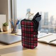 thumbnail image 7 of SEANATIVE Neoprene Eyewear Pouch Zipper Glasses Case Shockproof Anti-Scratch Eyeglasses Case Lightweight Women Men Sunglasses Holder Bag for Outdoor Office Travel, Red Black Plaid, 7 of 7