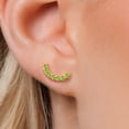 thumbnail image 3 of Gem Stone King 18K Yellow Gold Plated Silver Green Peridot Ear Crawler Earrings for Women | 0.70 Cttw | Gemstone August Birthstone | Round 2MM, 3 of 6