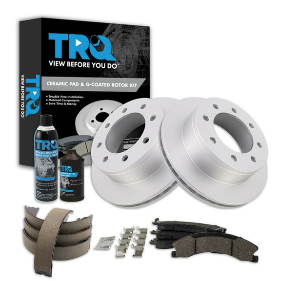 TRQ Rear Brake Pad & Rotor Kit BKA38414 Fits Select 2009-2016 Chevrolet Express 3500 , 2009-2016 GMC Savana 3500
