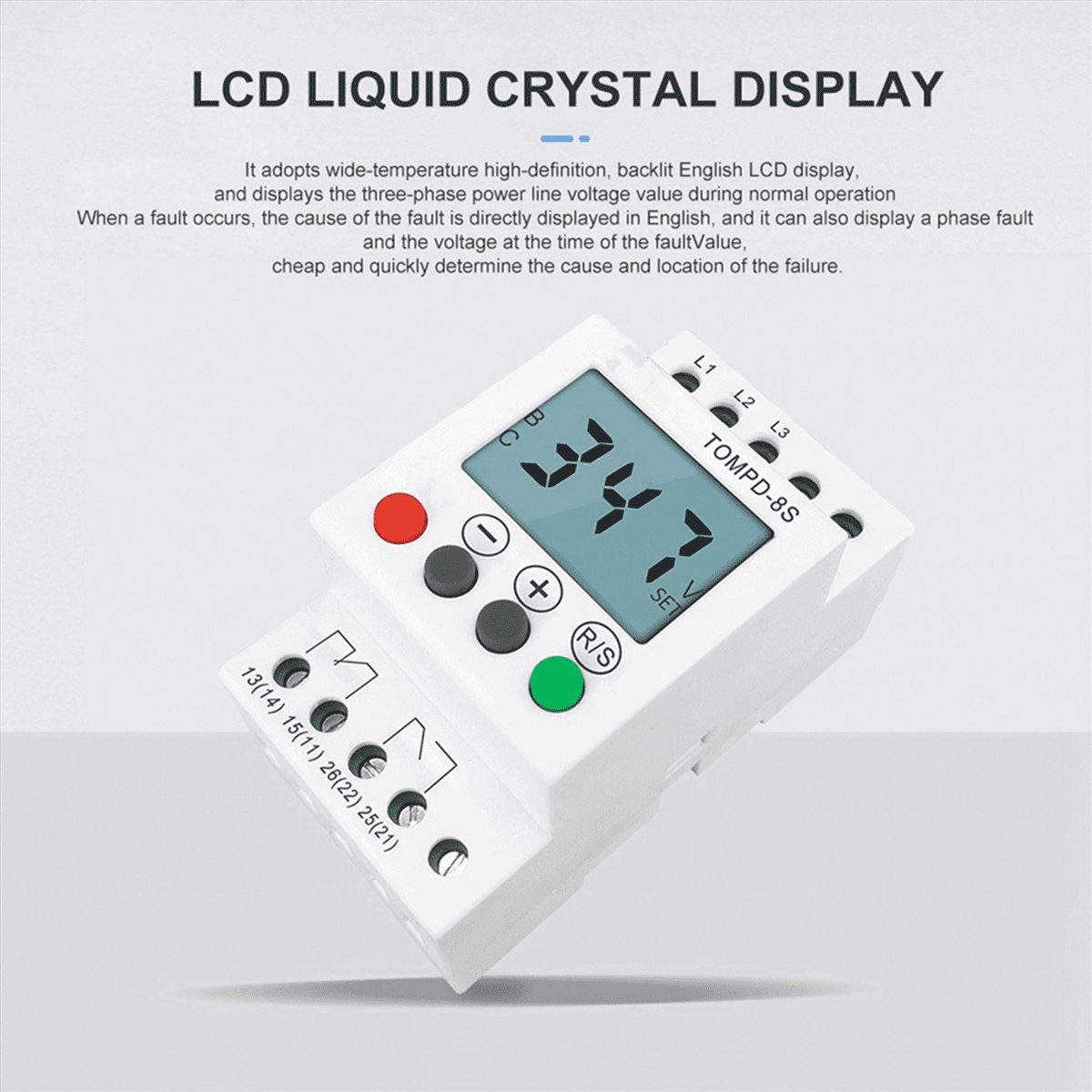 5X 3 Phase Din Rail Adjustable Under Over Voltage Protector Voltage Monitoring Sequence Protection Relay