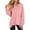 Pink, variant on Women's Plus Size V-Neck Pullover Pink Sweatshirt - Casual Oversized Long Sleeve Top, Solid, Spring/Autumn/Winter, S-2XL