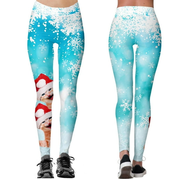 Running Snowman Women's Skinny Pants Yoga Pilates Santa Claus