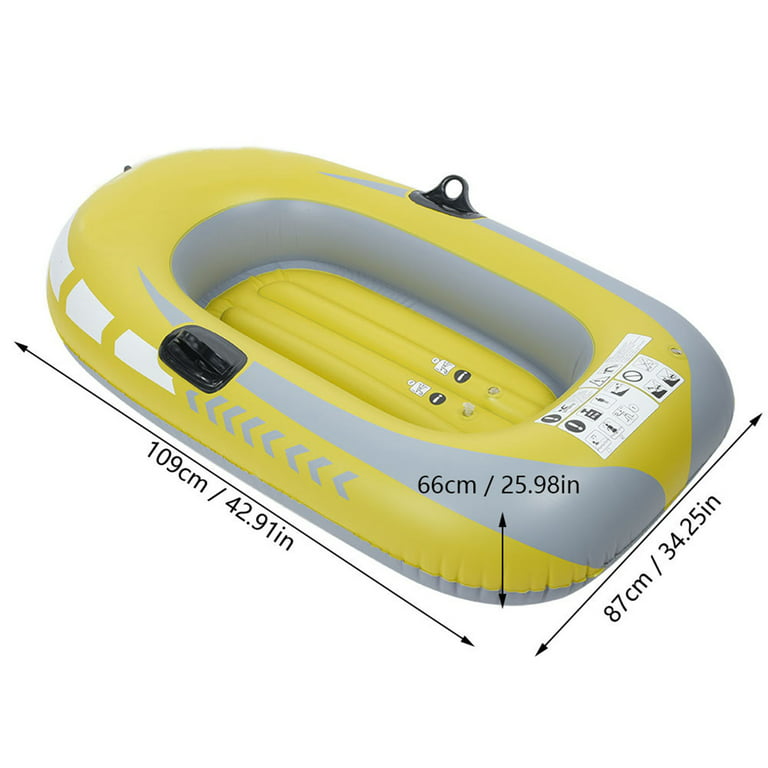 Inflatable Fishing Boat Inflatable Canoe Yellow PVC Inflatable One Person  Rowing Air Boat Fishing Drifting Diving Tool 