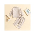 thumbnail image 5 of Toddler Baby Boy Cotton Linen Pants Set Solid Long Sleeve Button Down T-Shirt Tops and Pants Fall Outfit Clothes, 5 of 6