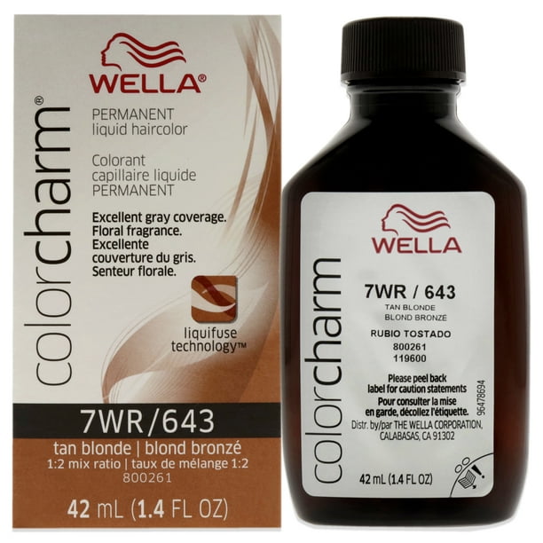 Tinte líquido permanente para cabello Color Charm - 7WR Tan Blonde de Wella para unisex - Tinte para cabello de 1,42 oz Wella Color de pelo 1.4 oz