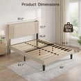 thumbnail image 3 of 3-Piece Queen Bedroom Set: Upholstered Platform Bed with Charging Station & LED Lights + 2 White Nightstands with 2 Drawers – Modern Wingback Bed Frame, No Box Spring Needed, Beige, 3 of 9