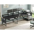 thumbnail image 2 of SEDETA L Shaped Gaming Desk, Reversible Computer Desk, Gaming Desk with Power Outlets & LED Strip, Monitor Shelf, Keyboard Tray, Pegboard and Storage Shelves for Home Office, Black, 2 of 7