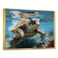 thumbnail image 2 of Designart "Coastal Scene In Watercolor" Animals Turtle Floater Framed Wall Art Prints, 2 of 5