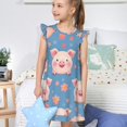 thumbnail image 4 of Balery Cute Pig Flowers Camisón de princesa para niñas, pijama de algodón con mangas abullonadas, suave y bonito.-Medium, 4 of 6