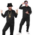 thumbnail image 3 of Conjunto de chándal casual con cremallera completa para hombre, rapero de hip hop de los 80, 3 of 6