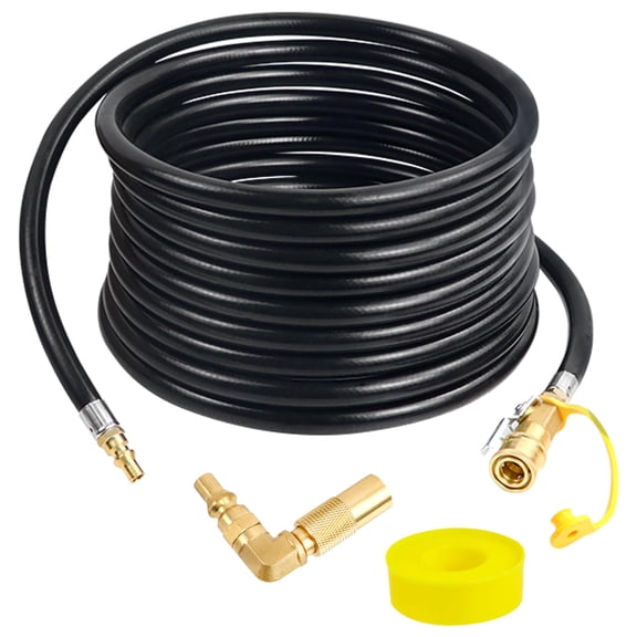 Upgraded 24FT RV Quick Connect Propane Hose for RV to Grill Low Pressure Quick Connect Propane Hose with Elbow Adapter for 17" and 22" Blackstone Griddles/Grills