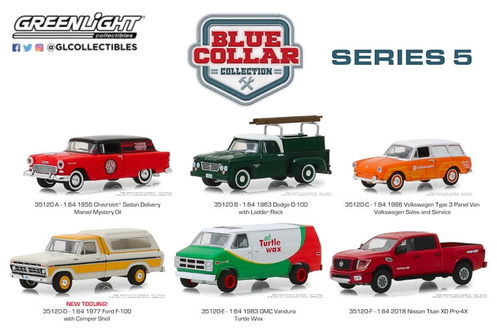 SET OF 6 CARS 1/64 DIECAST 35120 LIGHT BLUE COLLAR COLLECTION SERIES 5 