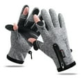 thumbnail image 2 of comerut 1 Pair Wear-resistant Cycling Gloves Warm Fleece Zipper Dual Touch Screen 2-cut Fingers Gloves for Outdoor, 2 of 8