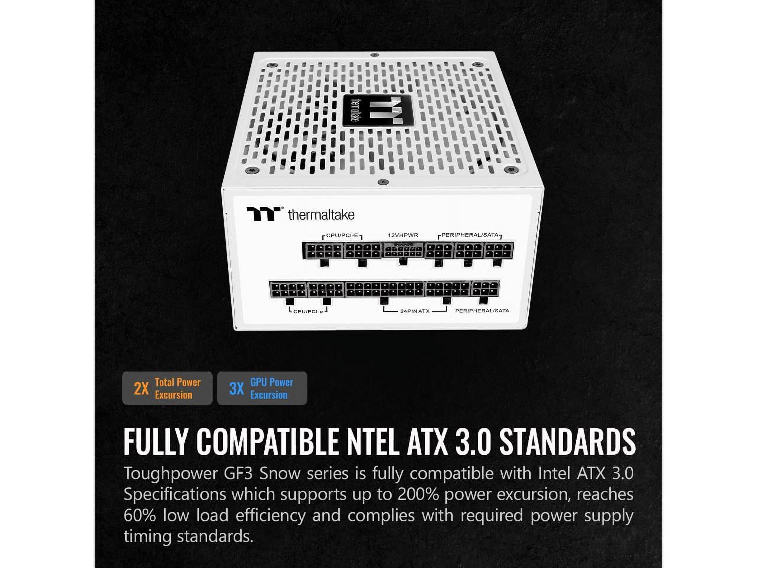 Thermaltake Toughpower GF3 Snow TPD-1200AH3FLG 1200W Power Supply - Internal - 120 V AC, 230 V AC Input - 3.3 V DC, 5 V DC, 12 V DC, -12 V DC, 5 V SB Output - 1200 W - Active PFC - 1 +12V Rails - 1...