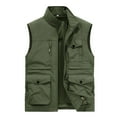 thumbnail image 4 of SDNall Man Solid Color Stand Collar Multi-Pocket Zipper Waistcoat Coat, 4 of 5