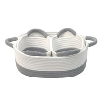 Caroeas 3-Piece Small Cotton Rope Basket, Woven Storage Basket Set, Nesting Bins for Organizing Shelves, Baby, Nursery, Toy Storage, Montessori, White and Gray