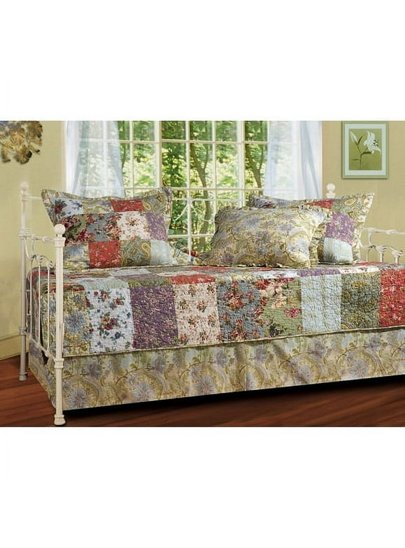 Greenland Home Fashions Blooming Prairie 100% Cotton Authentic Patchwork 5-Piece Daybed Set