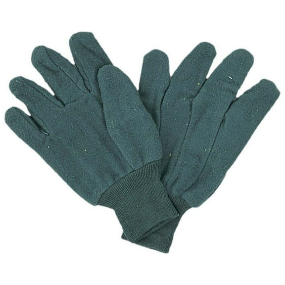 ToolUSA 12 Pair Pack Men's Large Green Chore Gloves | Clute Pattern with Knit Wrist | Heavy-Duty 18 oz Fabric for Garden, Construction, Outdoor Work