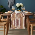 thumbnail image 2 of Brown Beige Table Runner - 36 Inch Long, Kitchen Dining Table Runner Dresser Scarves, Vintage Farmhouse Shabby Wooden Grain Farmhouse Decor for Coffee Tables Wedding Party Banquet, 2 of 8