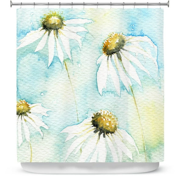 Shower Curtains 70" x 84" from DiaNoche Designs by Amanda Hawkins - Daisies Sea Breeze