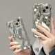 thumbnail image 4 of Funda trasera de teléfono plateada ondulada con textura de meteorito 3D para iPhone 11, 12, 13, 14 Pro Max, funda protectora de lente de cámara completa, 4 of 5