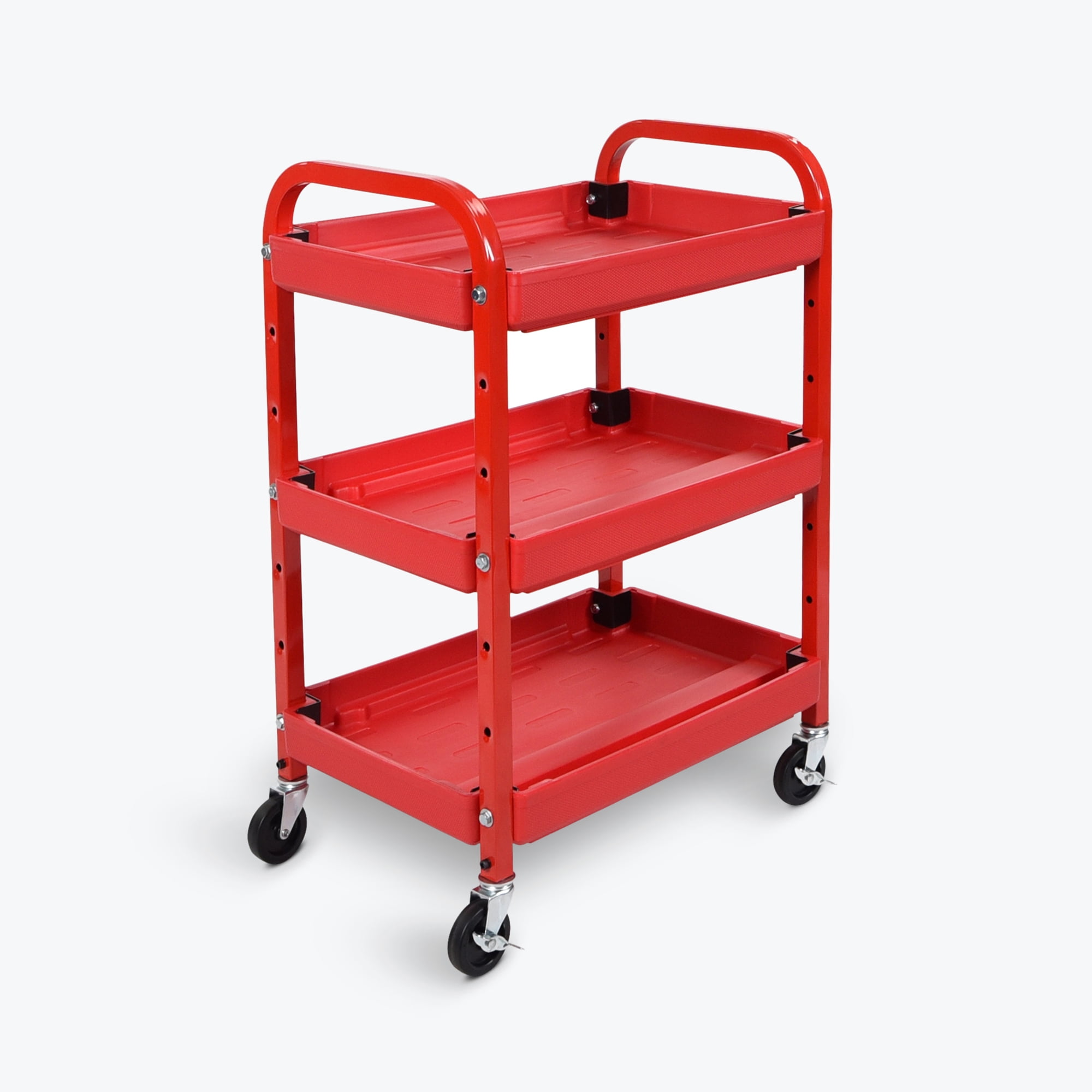 Luxor Adjustable 3-Shelf Utility Cart - Red