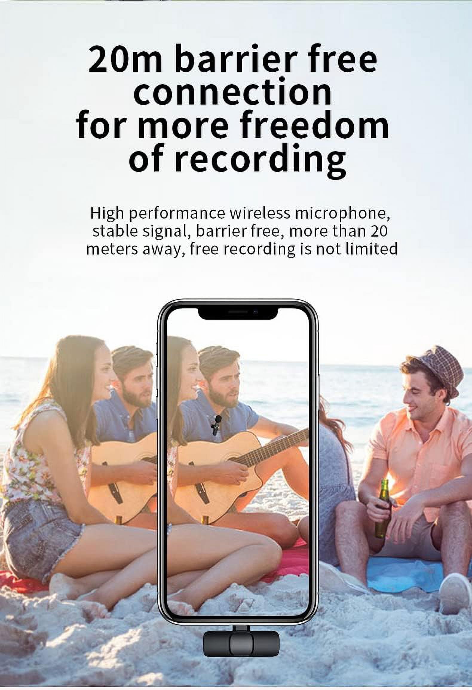 Tianle 2 Pack Wireless Lavalier Microphone for iPhone iPad, Wireless Mic Clip on Lapel Microphone for iPhone Laptop Video Recording, Live Stream, YouTube, Facebook, TikTok, Interview