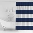 thumbnail image 2 of Navy Blue Stripe Shower Curtain, 72" x 72", Simple Style Striped Blue and White Waterproof Bathroom Curtain Washable Shower Curtain Set with 12 Hooks, 2 of 6