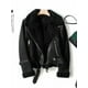 thumbnail image 3 of -Chaqueta de piel de oveja sintética para mujer, abrigo grueso y cálido de ante, color marrón, para motocicleta, para invierno, 3 of 5