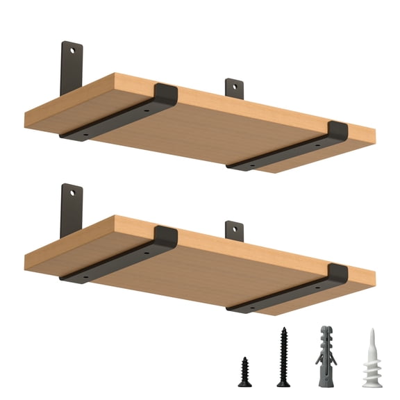 ZDSSY DIY U Shaped Floating Shelf Brackets, Heavy Duty Floating Shelf Hardware, Wall Brackets for Shelving, Mantel, Kitchen, Bathroom, Black, 4-Pack
