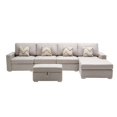 thumbnail image 3 of Pemberly Row Beige Fabric 5Pc Reversible Sofa Chaise and Ottoman, 3 of 11