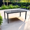 thumbnail image 5 of Modern 35.5"x67" Rectangular Outdoor Patio Dining Table with Post-Leg Design, Rust-Free & Weather-Resistant, Adjustable Foot Pads, Umbrella Hole with Matching Cover, Ember Black Finish, Durable, 5 of 5