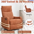 thumbnail image 5 of CARZZI Massage Chair Recliner with Heat, Swivel Rocking Chair Recliner with High Back, Manual Lazy Boy Recliners for Adults,Small Recliner Chair for Small Spaces, Living Room Bedroom, Fabric (Orange), 5 of 7
