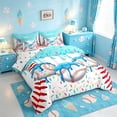 thumbnail image 2 of meiyoeat Watercolor Baseball Cream 7 Pieces Full Size Bedding Sets For Kids,Ball Ice Drip Full Size Bed in a Bag For Boys,Reversible, 2 of 7