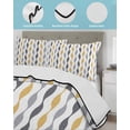 thumbnail image 4 of Quilts Full Size Bedding Set, Yellow Grey Striped Lightweight Quilted Comforter, Modern Abstract Geometric Stripes Soft Reversible Bedspread Coverlet with Pillow Covers for All Season, 78" x 90", 4 of 7