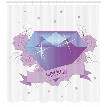 Girl Slogan Shower Curtain Wording With A Huge Crystal Diamond