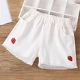 thumbnail image 5 of CPNG Kids Children Girls Daily Denim Shorts Summer Casual Strawberry Embroidery Elastic High Waist Shorts with Pockets(White,9-10 Years), 5 of 5