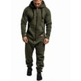 thumbnail image 4 of Mens Solid Long Sleeve Hooded Jumpsuit with Zipper Pockets Autumn Winter Casual, 4 of 9