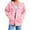 Pink, variant on Womens Zip Up Hoodie Long Sleeve Solid Color Drawstring Fall Winter Cropped Oversized Hooded Sweatshirt Jacket Wine XXL