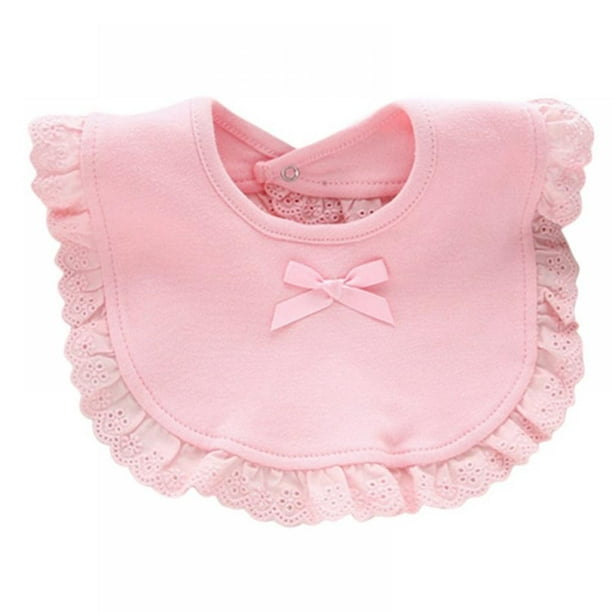 Soft Baby Girls Drool Bibs, Newborn Girls Cotton Lace Absorbent Anti Stain Drooling and Teething