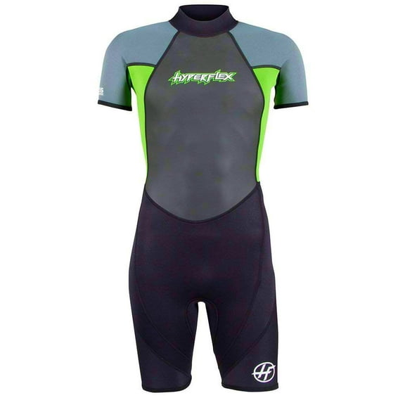 Hyperflex Junior's Access Shorty Spring Suit Wetsuit 2mm Back Zip, Green / Black - Size 14