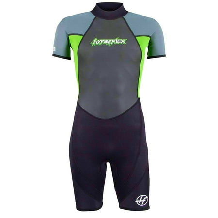 Hyperflex Junior s Access Shorty Spring Suit Wetsuit 2mm Back Zip Green / Black - Size 16