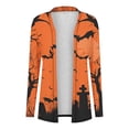 thumbnail image 5 of Drses‌‌ ‌‌‌‌‌‌‌‌‌‌‌‌‌‌‌‌‌‌‌‌‌‌Women's Halloween Pumpkin Cat & Ghost Print Long Sleeve Open Front Cardigan, 5 of 6