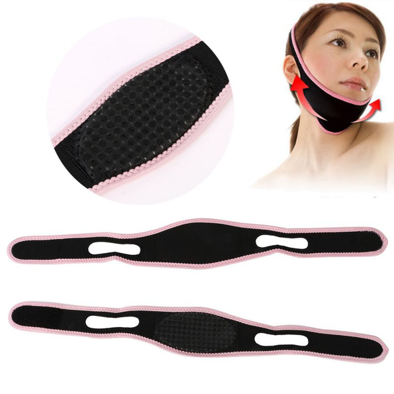 HIZLJJ Face Lifting Slimming Belt Facial Cheek V Shape Lift Up Thin Mask Strap Face Line Smooth Breathable Compression Double Chin Reduce Bandage Color : Black 