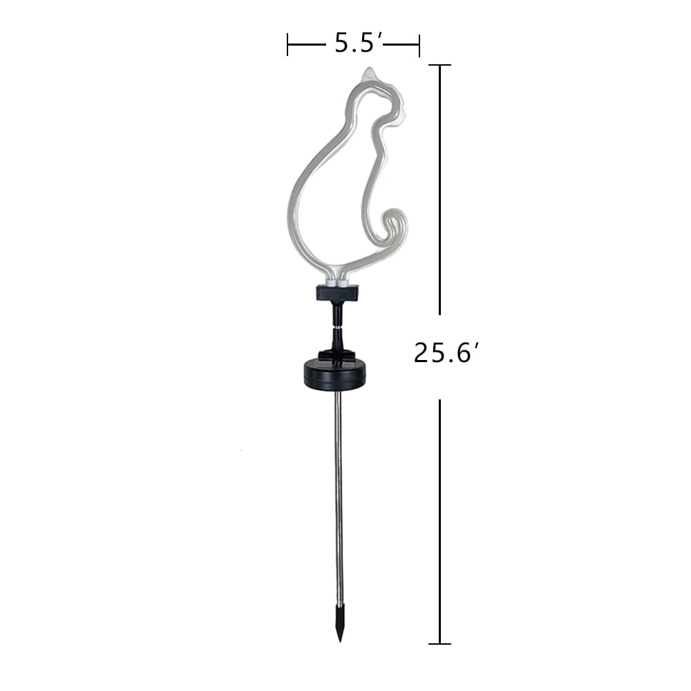 Solar Cat LED Neon Outdoor Garden Décor Ground Stake Light