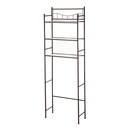 Mainstays Over the Toilet Space Saver with Liner, Bronze finish, Traditional Décor style, 3 Shelves, Bathroom use.